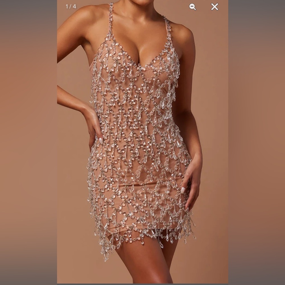 Chantilly Embellished Mini Dress - Clear/Silver